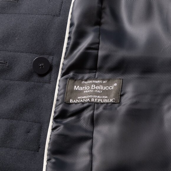 Banana Republic Navy Italian Wool Double Breasted Coat 2 - Picture 4 of 6